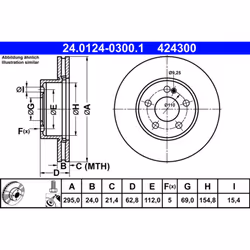 Disque de frein ATE 24.0124-0300.1 avant, ventilé, à haute teneur en carbone, 1 pièce