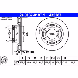Disque de frein ATE 24.0132-0187.1 avant, ventilé, 1 pièce