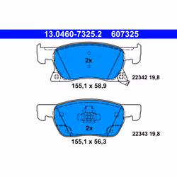 Jeu de plaquettes de frein ATE 13.0460-7325.2, avant