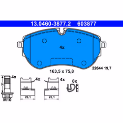 Jeu de plaquettes de frein ATE 13.0460-3877.2, avant