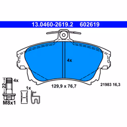 Jeu de plaquettes de frein ATE 13.0460-2619.2, avant
