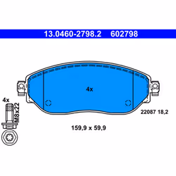 Jeu de plaquettes de frein ATE 13.0460-2798.2, avant