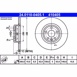 Disque de frein ATE 24.0110-0405.1 arrière, plein, à haute teneur en carbone, 1 pièce