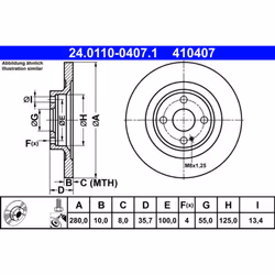 Disque de frein ATE 24.0110-0407.1 arrière, plein, 1 pièce
