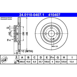 Disque de frein ATE 24.0110-0407.1 arrière, plein, 1 pièce