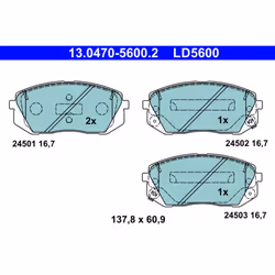 Jeu de plaquettes de frein ATE 13.0470-5600.2, avant, Céramique