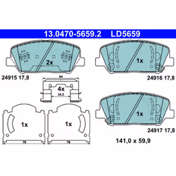 Jeu de plaquettes de frein ATE 13.0470-5659.2, avant, Céramique