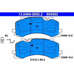 Jeu de plaquettes de frein ATE 13.0460-5692.2, avant