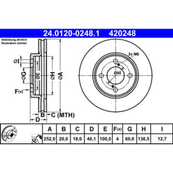 Disque de frein ATE 24.0120-0248.1 avant, ventilé, 1 pièce