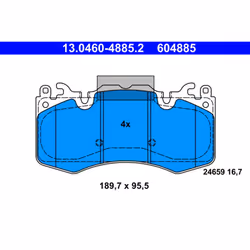 Jeu de plaquettes de frein ATE 13.0460-4885.2, avant