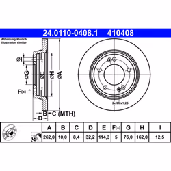 Disque de frein ATE 24.0110-0408.1 arrière, plein, à haute teneur en carbone, 1 pièce