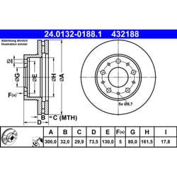Disque de frein ATE 24.0132-0188.1 avant, ventilé, 1 pièce