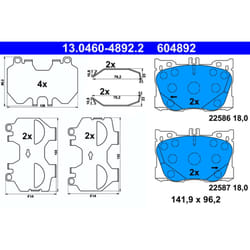 Jeu de plaquettes de frein ATE 13.0460-4892.2, avant