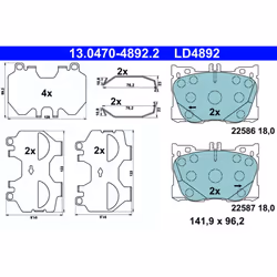 Jeu de plaquettes de frein ATE 13.0470-4892.2, avant, Céramique