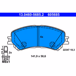 Jeu de plaquettes de frein ATE 13.0460-5685.2, avant