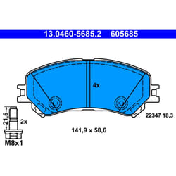 Jeu de plaquettes de frein ATE 13.0460-5685.2, avant