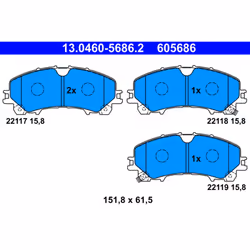Jeu de plaquettes de frein ATE 13.0460-5686.2, avant