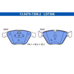 Jeu de plaquettes de frein ATE Ceramic ATE 13.0470-7306.2