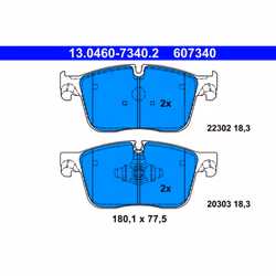 Jeu de plaquettes de frein ATE 13.0460-7340.2, avant