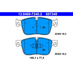 Jeu de plaquettes de frein ATE 13.0460-7340.2, avant