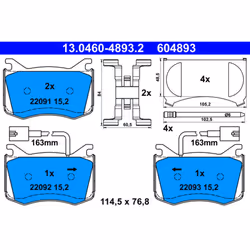 Jeu de plaquettes de frein ATE 13.0460-4893.2, avant