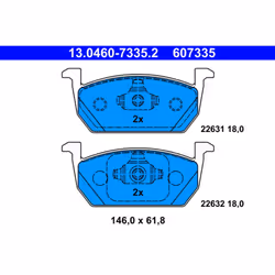 Jeu de plaquettes de frein ATE 13.0460-7335.2, avant