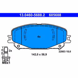 Jeu de plaquettes de frein ATE 13.0460-5688.2, avant