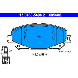 Jeu de plaquettes de frein ATE 13.0460-5688.2, avant