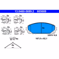 Jeu de plaquettes de frein ATE 13.0460-5689.2, avant
