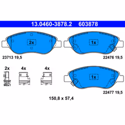 Jeu de plaquettes de frein ATE 13.0460-3878.2, avant