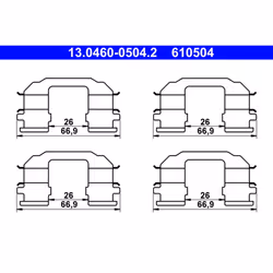 Kit d'accessoires, plaquette de frein ATE 13.0460-0504.2