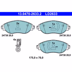 Jeu de plaquettes de frein ATE 13.0470-2633.2, avant, Céramique