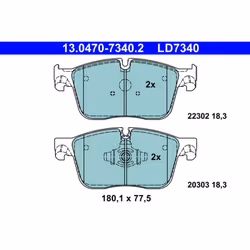 Jeu de plaquettes de frein ATE 13.0470-7340.2, avant, Céramique