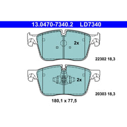Jeu de plaquettes de frein ATE 13.0470-7340.2, avant, Céramique