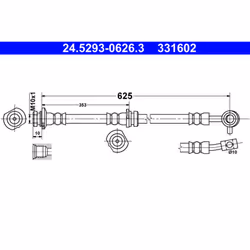 Flexible de frein ATE 24.5293-0626.3, gauche