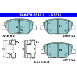 Jeu de plaquettes de frein ATE 13.0470-5512.2, avant, Céramique