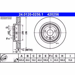 Disque de frein ATE 24.0120-0256.1 arrière, ventilé, 1 pièce