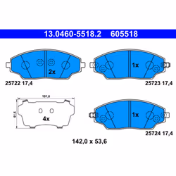 Jeu de plaquettes de frein ATE 13.0460-5518.2, avant