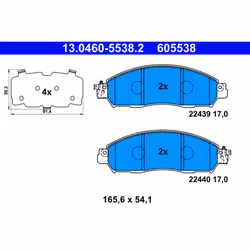 Jeu de plaquettes de frein ATE 13.0460-5538.2, avant
