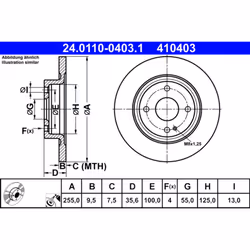 Disque de frein ATE 24.0110-0403.1 arrière, plein, 1 pièce