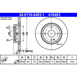 Disque de frein ATE 24.0110-0403.1 arrière, plein, 1 pièce