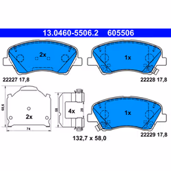 Jeu de plaquettes de frein ATE 13.0460-5506.2, avant
