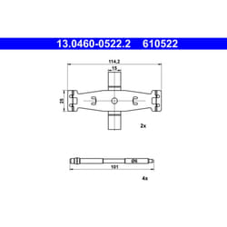 Kit d'assemblage, plaquette de frein ATE 13.0460-0522.2