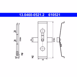 Kit d'assemblage, plaquette de frein ATE 13.0460-0521.2