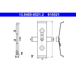 Kit d'assemblage, plaquette de frein ATE 13.0460-0521.2