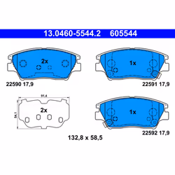 Jeu de plaquettes de frein ATE 13.0460-5544.2, avant