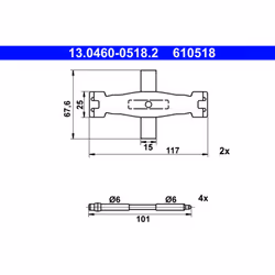 Kit d'assemblage, plaquette de frein ATE 13.0460-0518.2