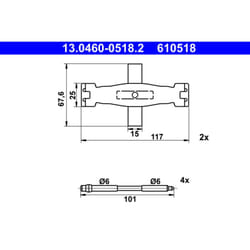Kit d'assemblage, plaquette de frein ATE 13.0460-0518.2