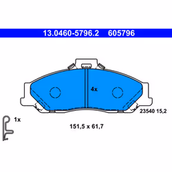 Jeu de plaquettes de frein ATE 13.0460-5796.2, avant