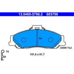 Jeu de plaquettes de frein ATE 13.0460-5796.2, avant
